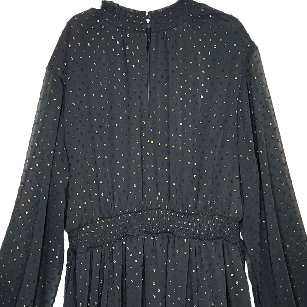 Torrid Mini Clip Dot Blouson Sleeve Dress Size 1X Women Plus Size Black Metallic - Picture 3 of 12